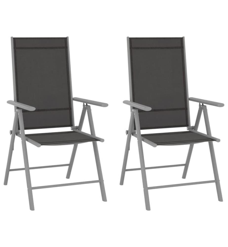 Chaises de jardin pliables 2 pcs Textilène Noir