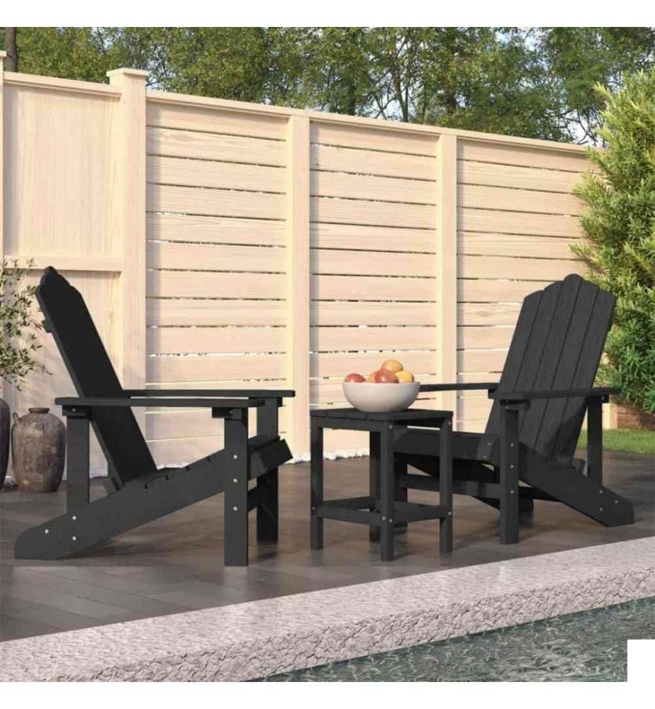 Chaises de jardin Adirondack avec table PEHD Anthracite