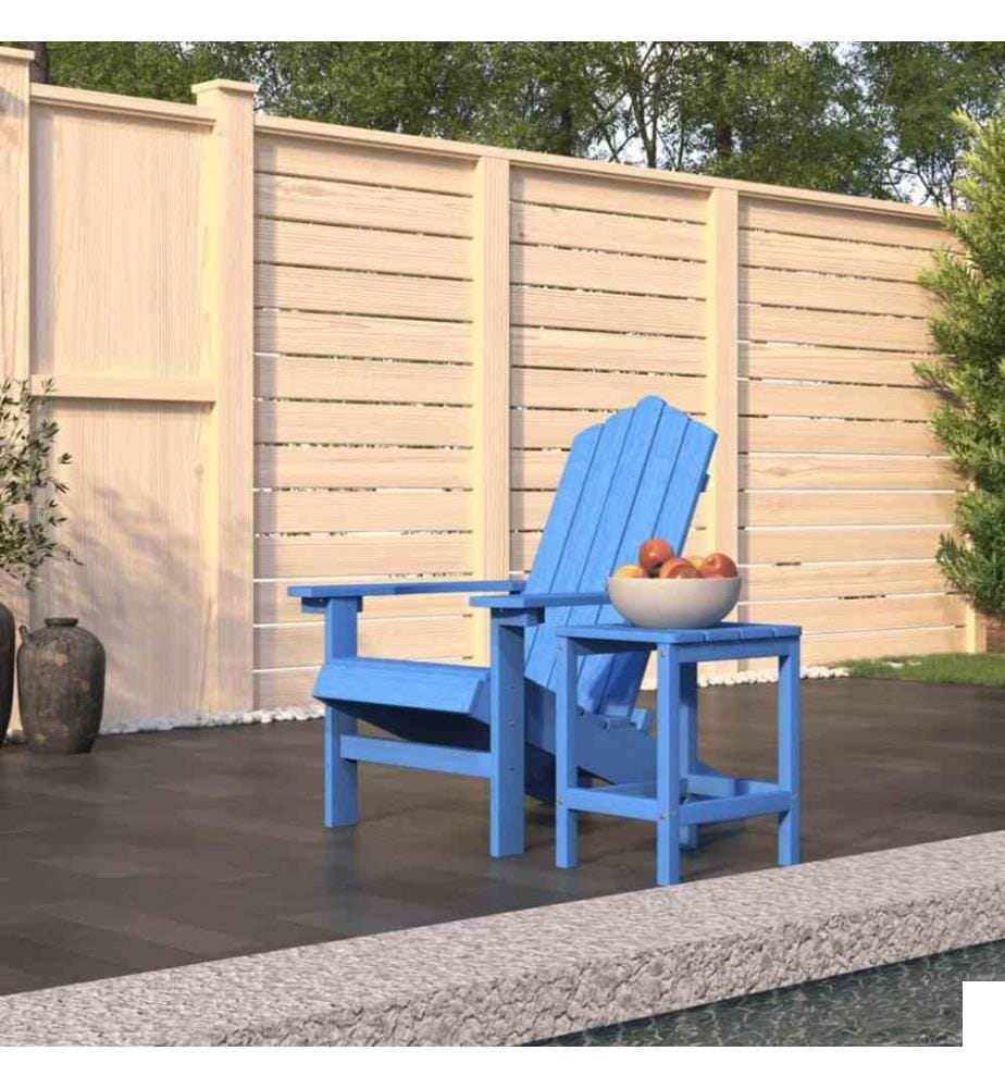 Chaise de jardin Adirondack avec table PEHD Bleu aqua