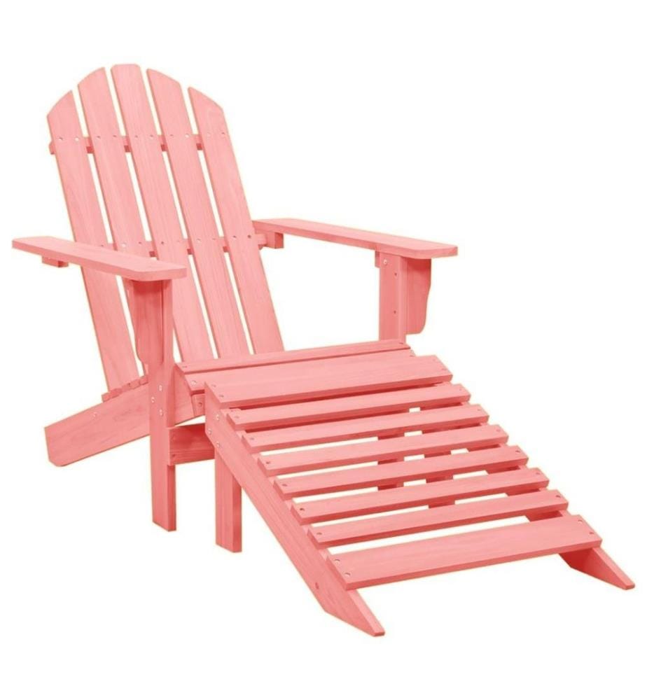 Chaise de jardin Adirondack avec pouf Bois de sapin solide Rose