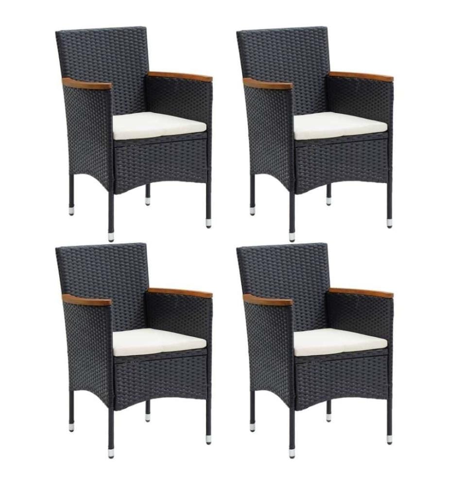 Chaises de salle à manger de jardin 4 pcs Résine tressée Noir