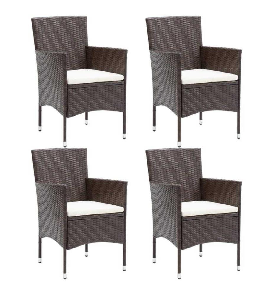 Chaises de salle à manger de jardin 4 pcs Résine tressée Marron