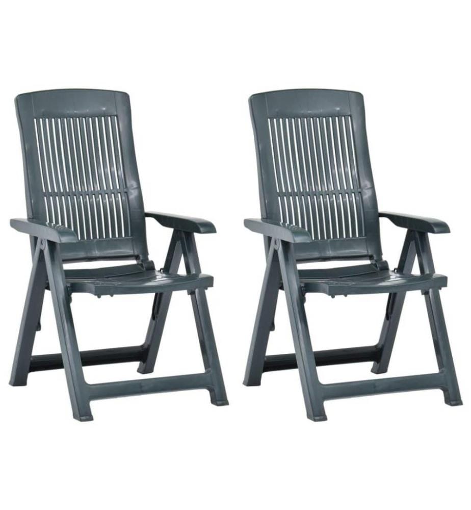 Chaises inclinables de jardin 2 pcs Plastique Vert
