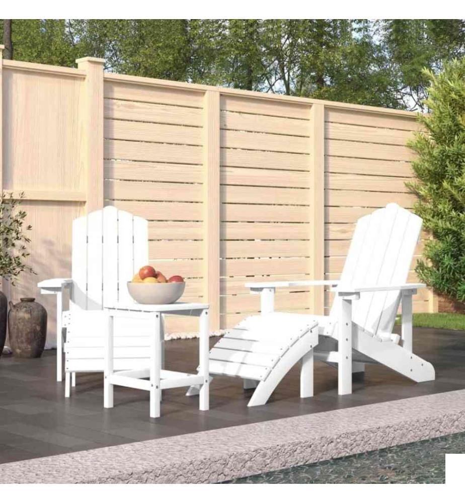 Chaises de jardin Adirondack repose-pied table PEHD Blanc