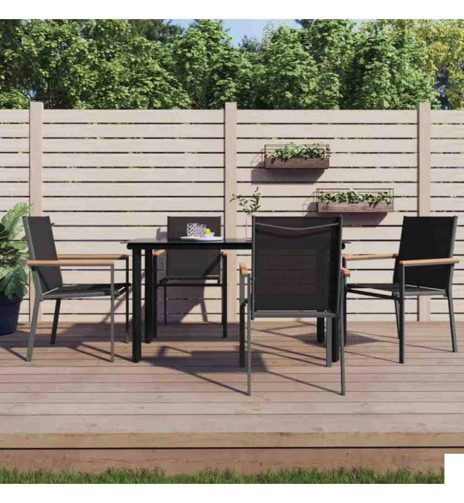 Chaises de jardin lot de 4 noir 55x61,5x90cm textilène et acier