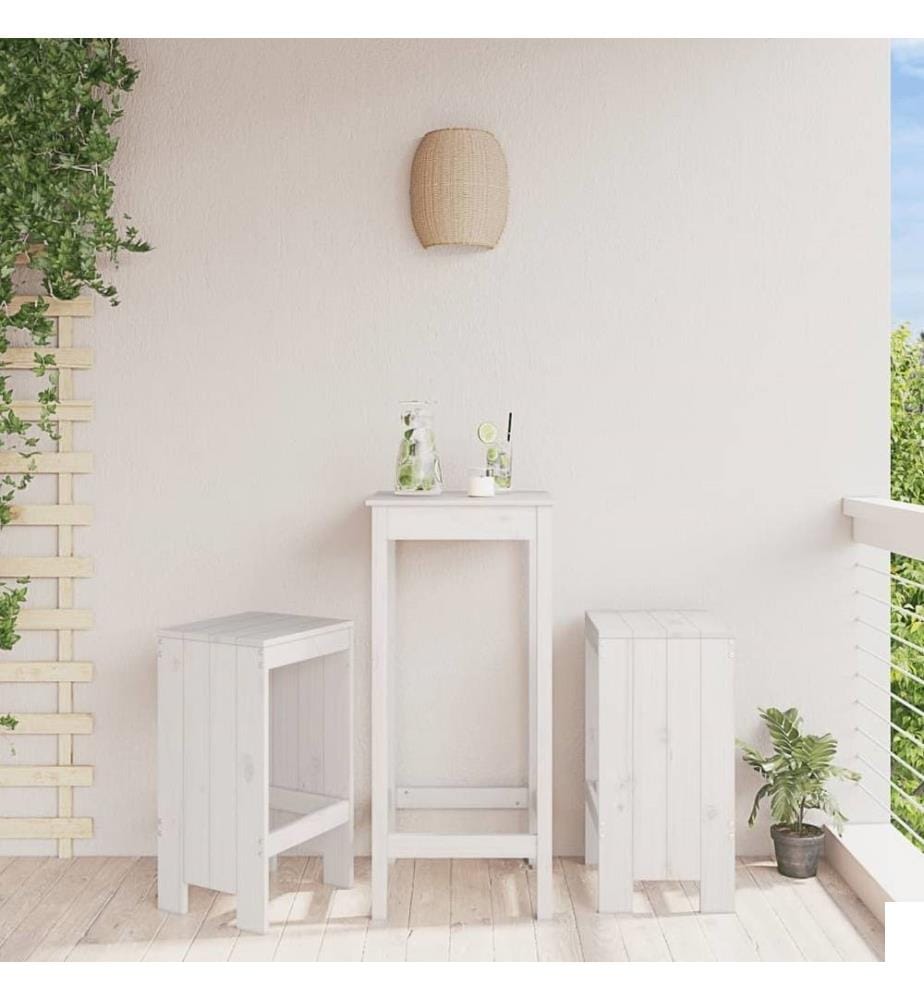 Tabourets de bar 2 pcs blanc 40x36x75 cm bois massif de pin