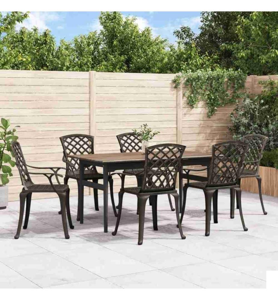 Chaises de jardin lot de 6 fonte d'aluminium bronze
