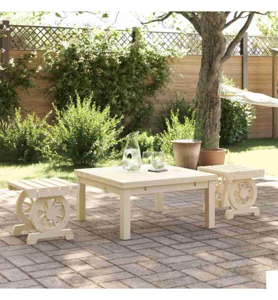 Repose-pieds de jardin 2 pcs bois de sapin massif