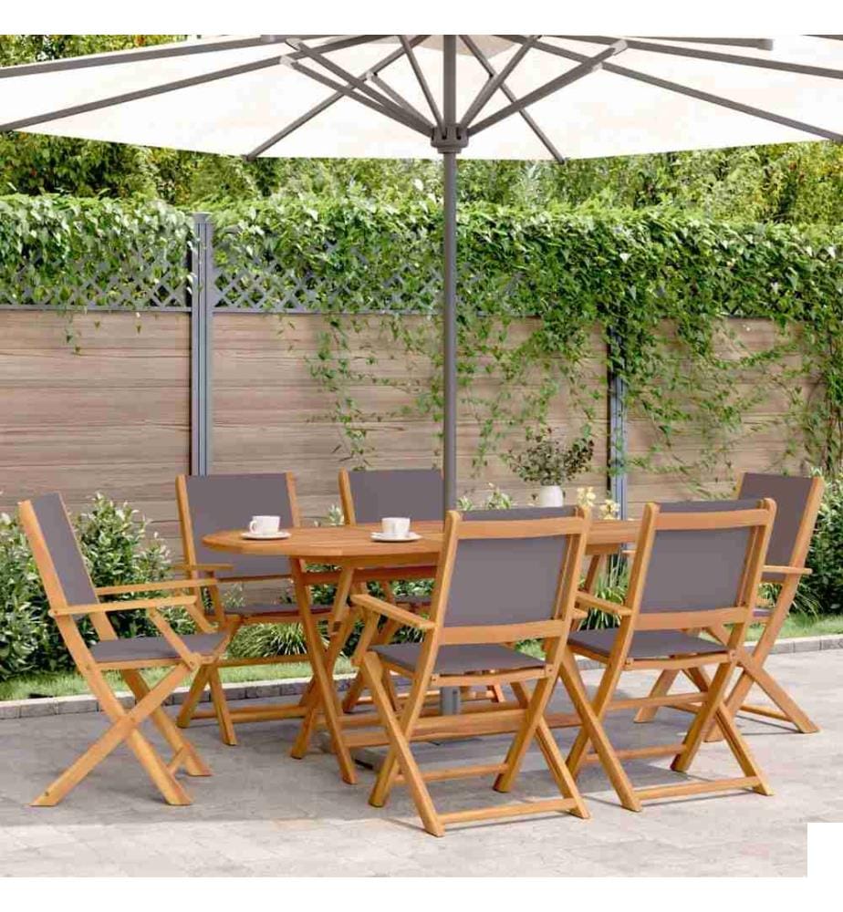 Chaises de jardin pliantes lot de 8 tissu et bois massif