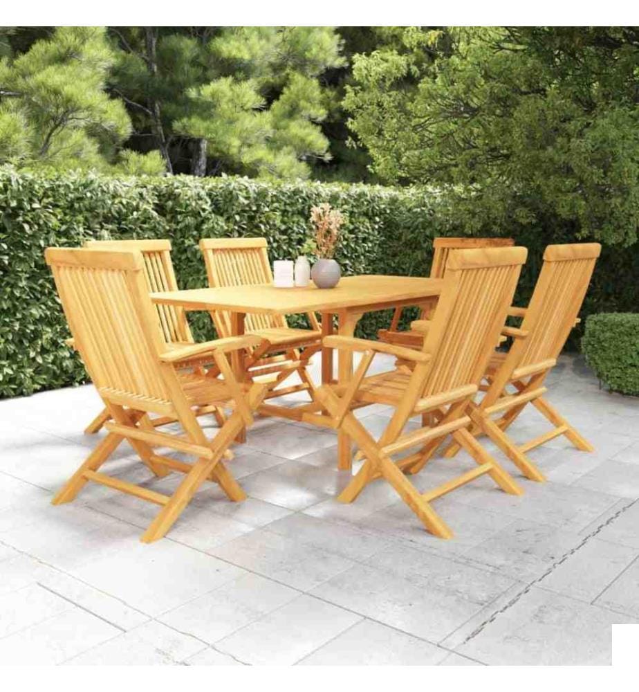 Salon de jardin 7 pcs Bois de teck massif