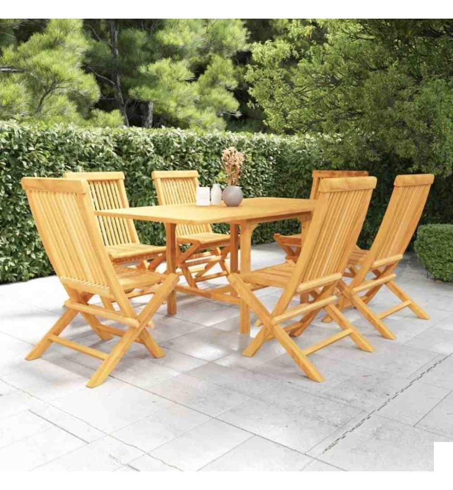 Salon de jardin 7 pcs Bois de teck massif
