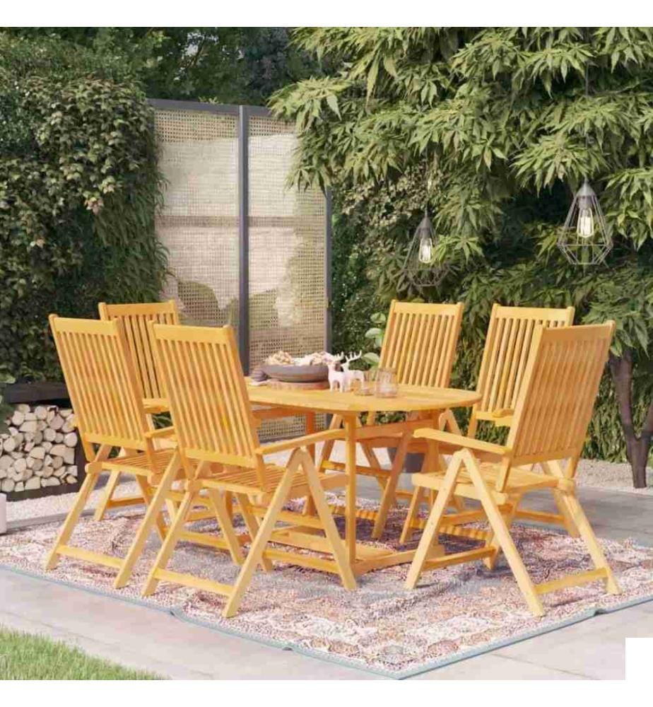 Salon de jardin 7 pcs Bois de teck massif