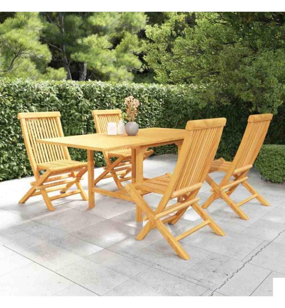 Salon de jardin 5 pcs Bois de teck massif