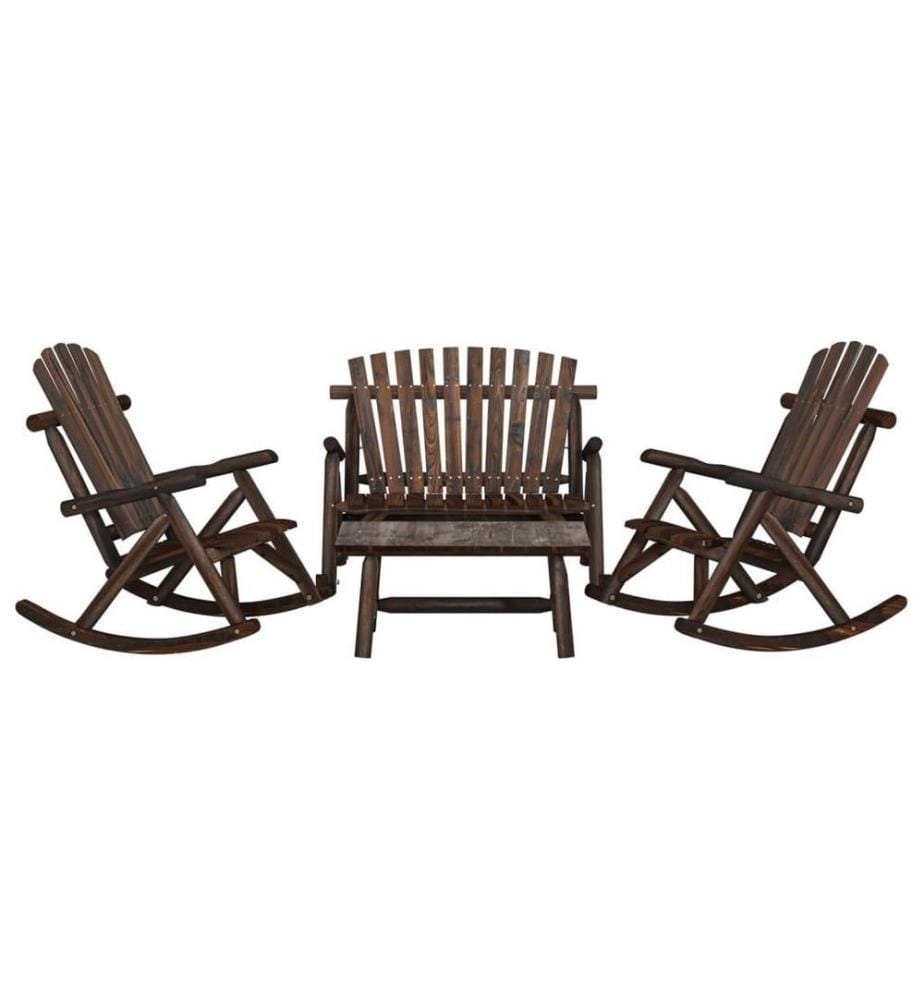 Ensemble de salon de jardin 4 pcs bois massif d'épicéa