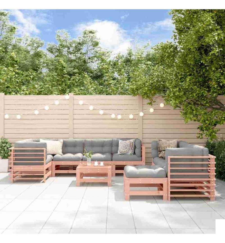 Salon de jardin 10 pcs avec coussins bois massif douglas