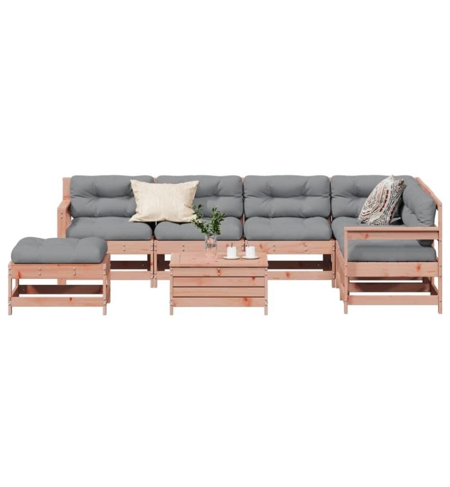 Salon de jardin 8 pcs avec coussins bois massif douglas