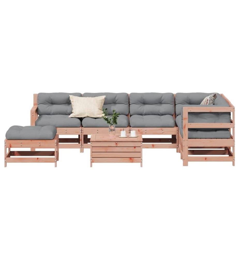Salon de jardin 8 pcs avec coussins bois massif douglas