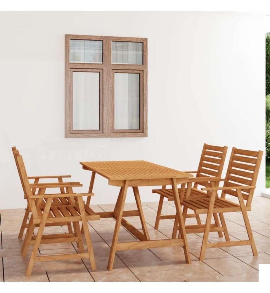 Mobilier de salle à manger de jardin 5 pcs Bois d'acacia solide