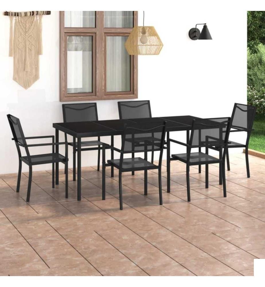 Mobilier de salle à manger d'extérieur 7 pcs Acier