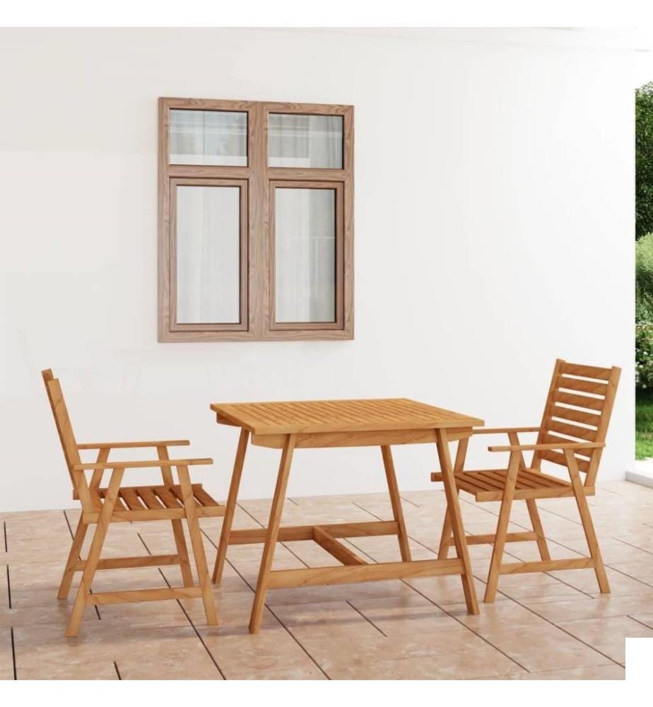 Mobilier de salle à manger de jardin 3 pcs Bois d'acacia solide