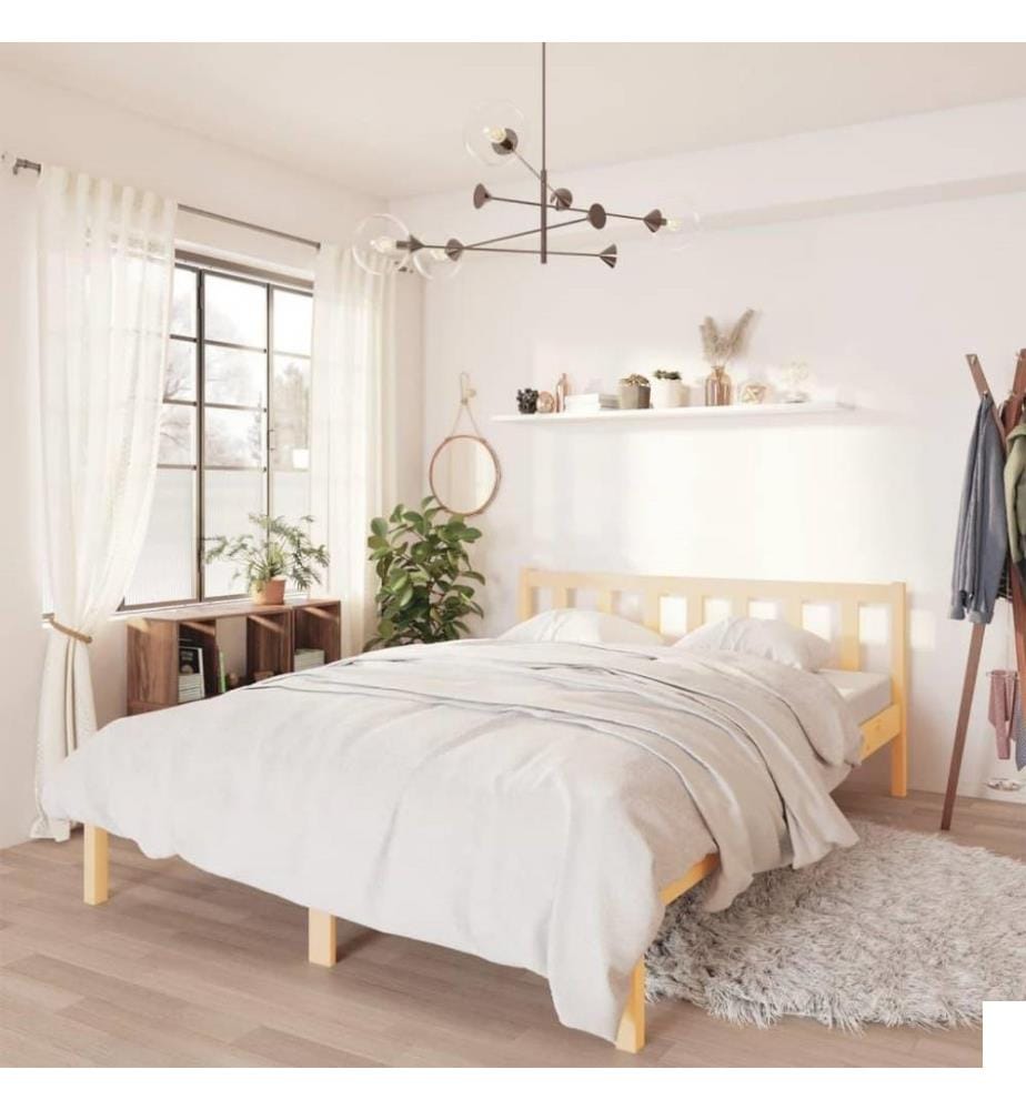 Cadre de lit Bois de pin massif 140x190 cm