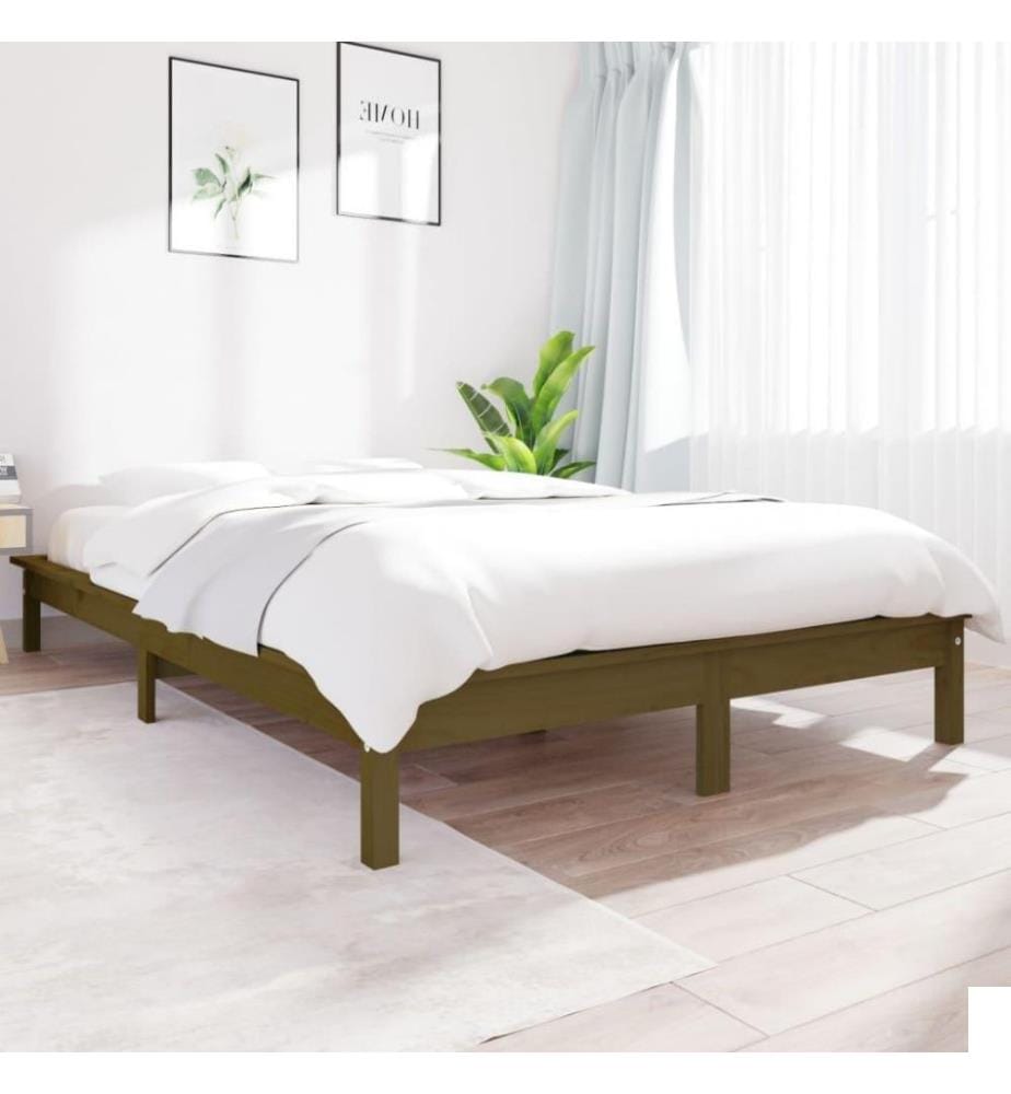 Cadre de lit Marron miel 160x200 cm Bois de pin massif
