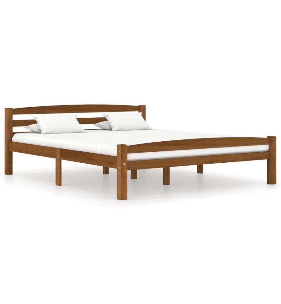 Cadre de lit Marron miel Bois de pin massif 160x200 cm