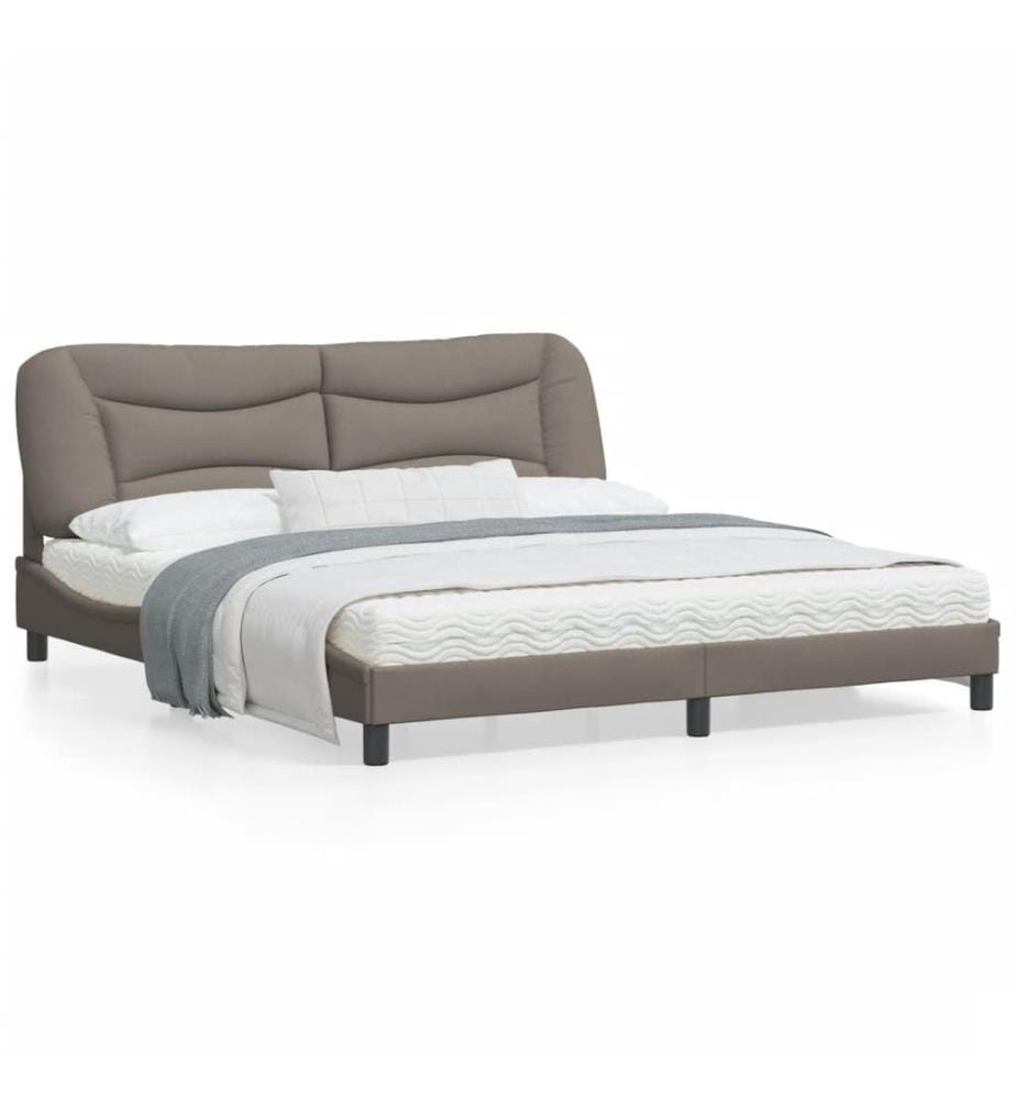 Cadre de lit avec lumières LED taupe 180x200 cm tissu