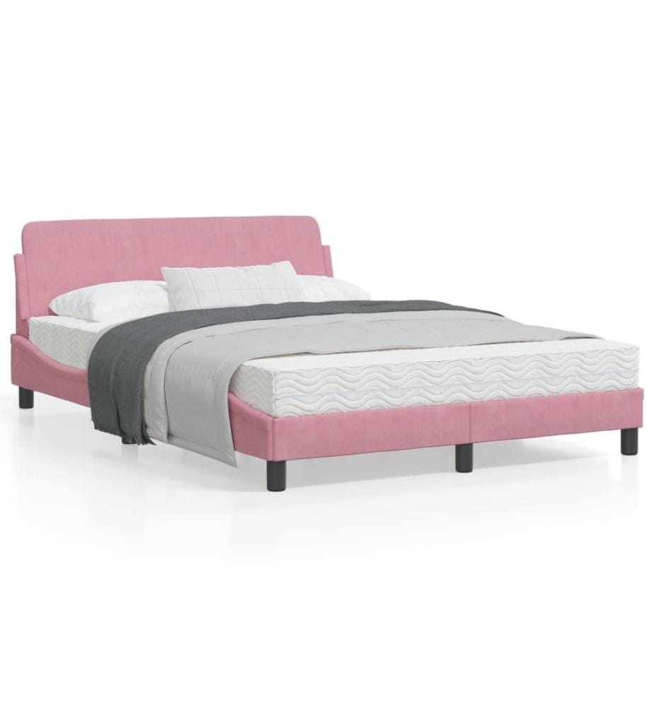 Cadre de lit avec tête de lit Rose 140x200 cm Velours