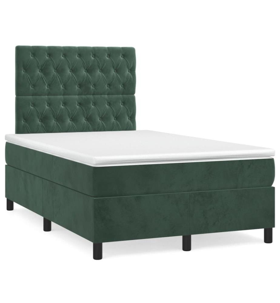 Sommier à lattes de lit avec matelas vert foncé 120x190 cm