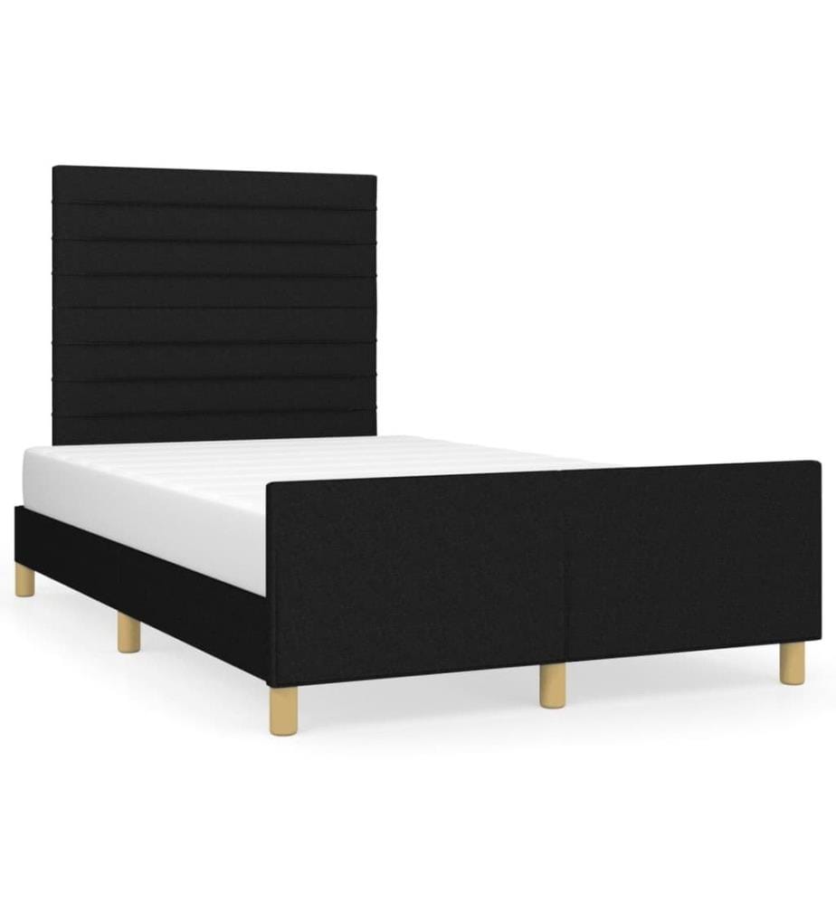 Cadre de lit avec tête de lit noir 120x190 cm tissu