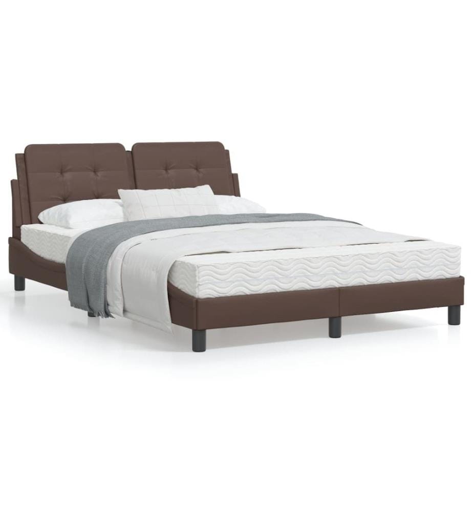 Lit avec matelas marron 140x190 cm similicuir