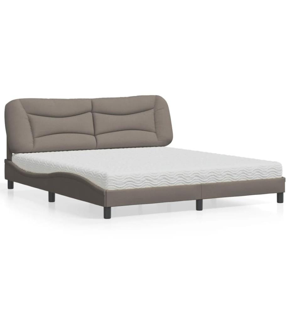 Lit avec matelas taupe 180x200 cm tissu