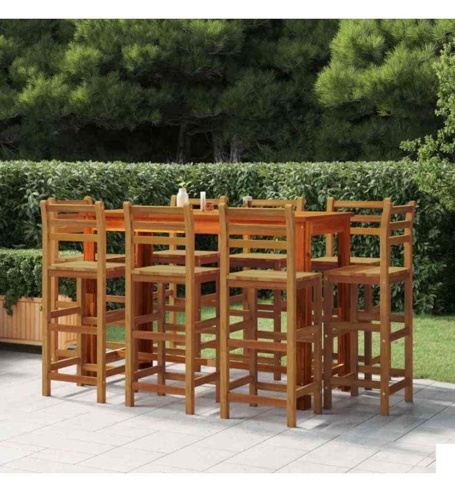 Ensemble de bar de jardin 9 pcs Bois d'acacia solide
