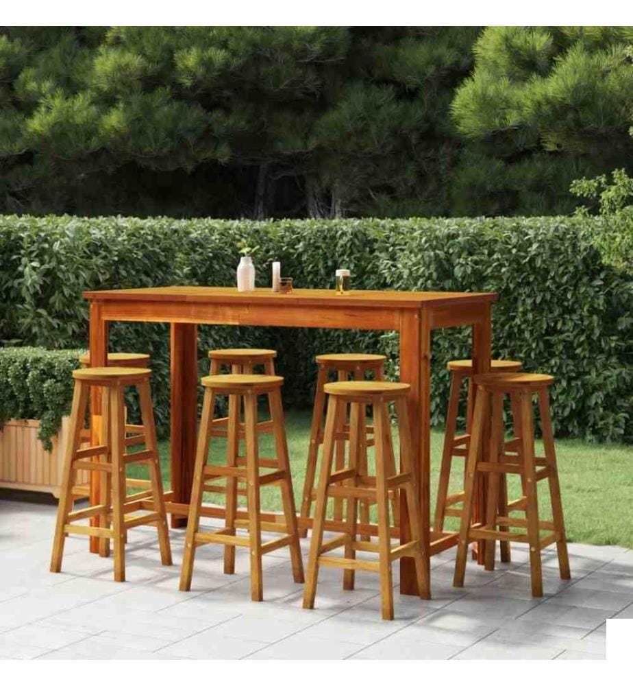 Ensemble de bar de jardin 9 pcs Bois d'acacia solide