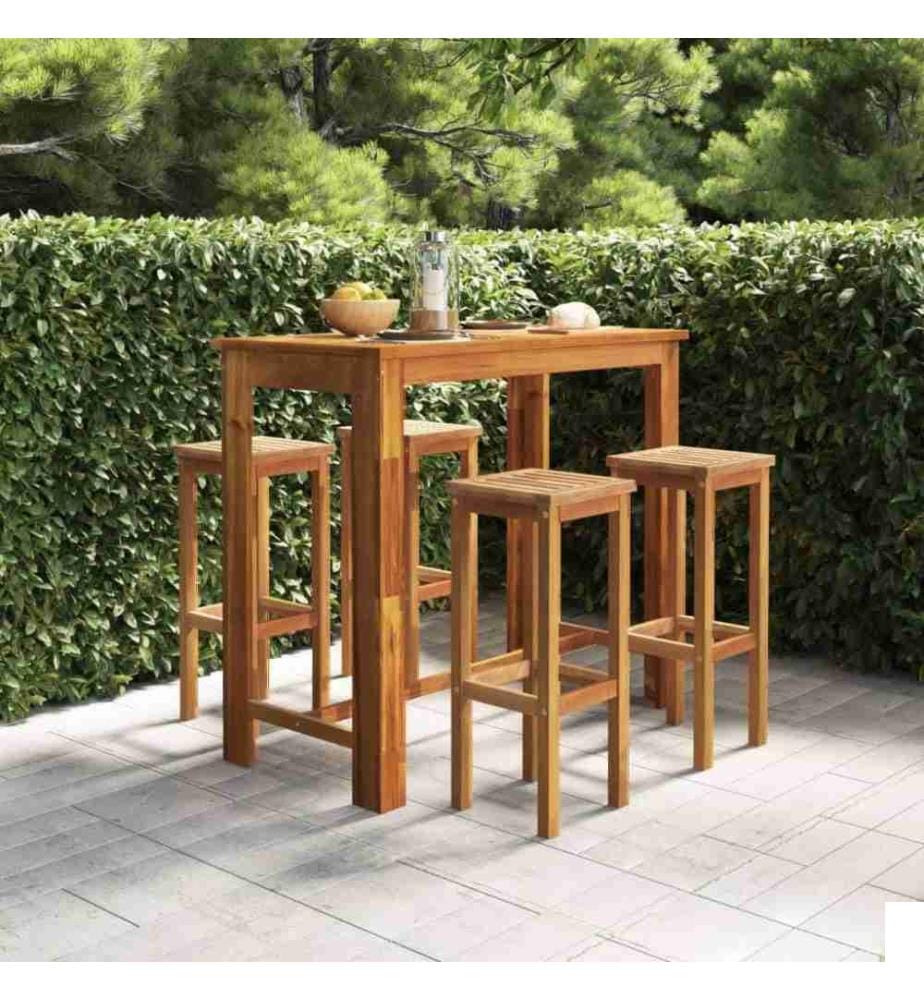 Ensemble de bar de jardin 5 pcs Bois d'acacia solide