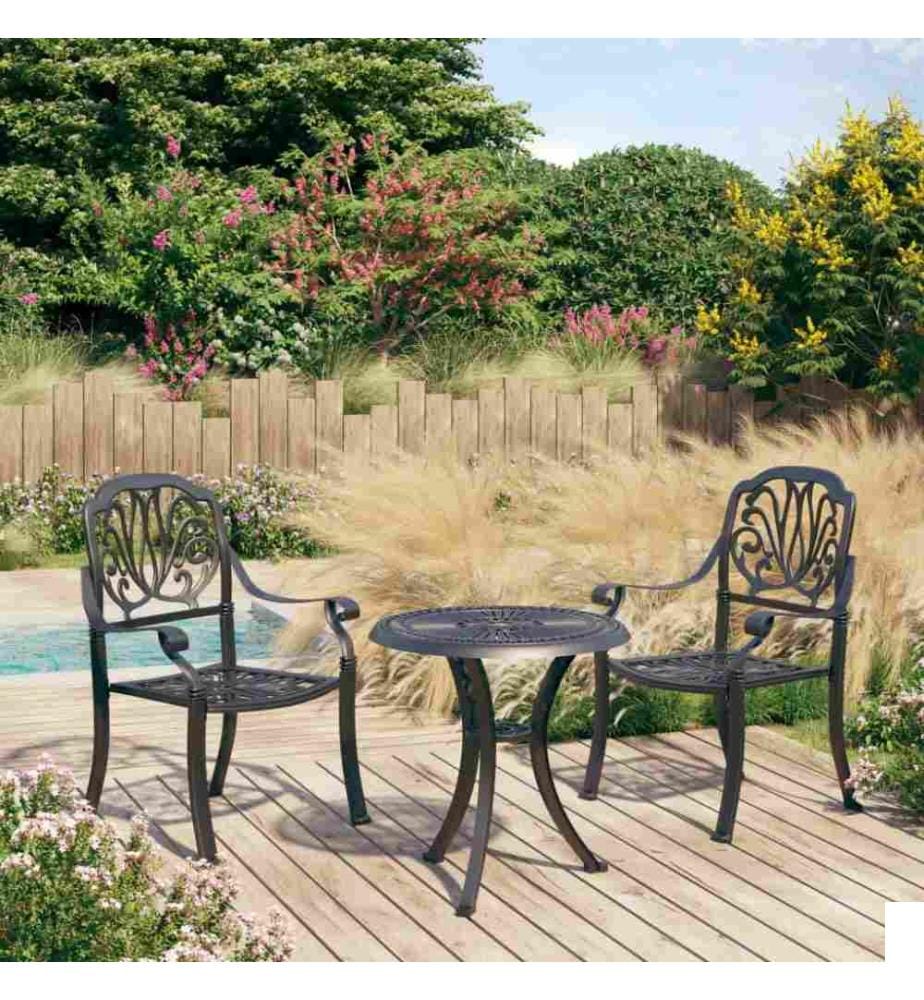 Ensemble de bistro 3 pcs Aluminium coulé Noir