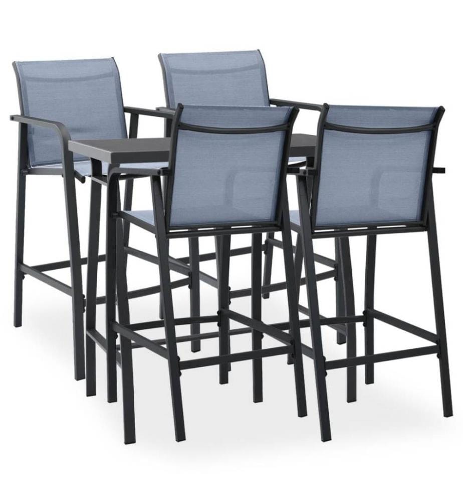 Ensemble de bar de jardin 5 pcs Noir et gris