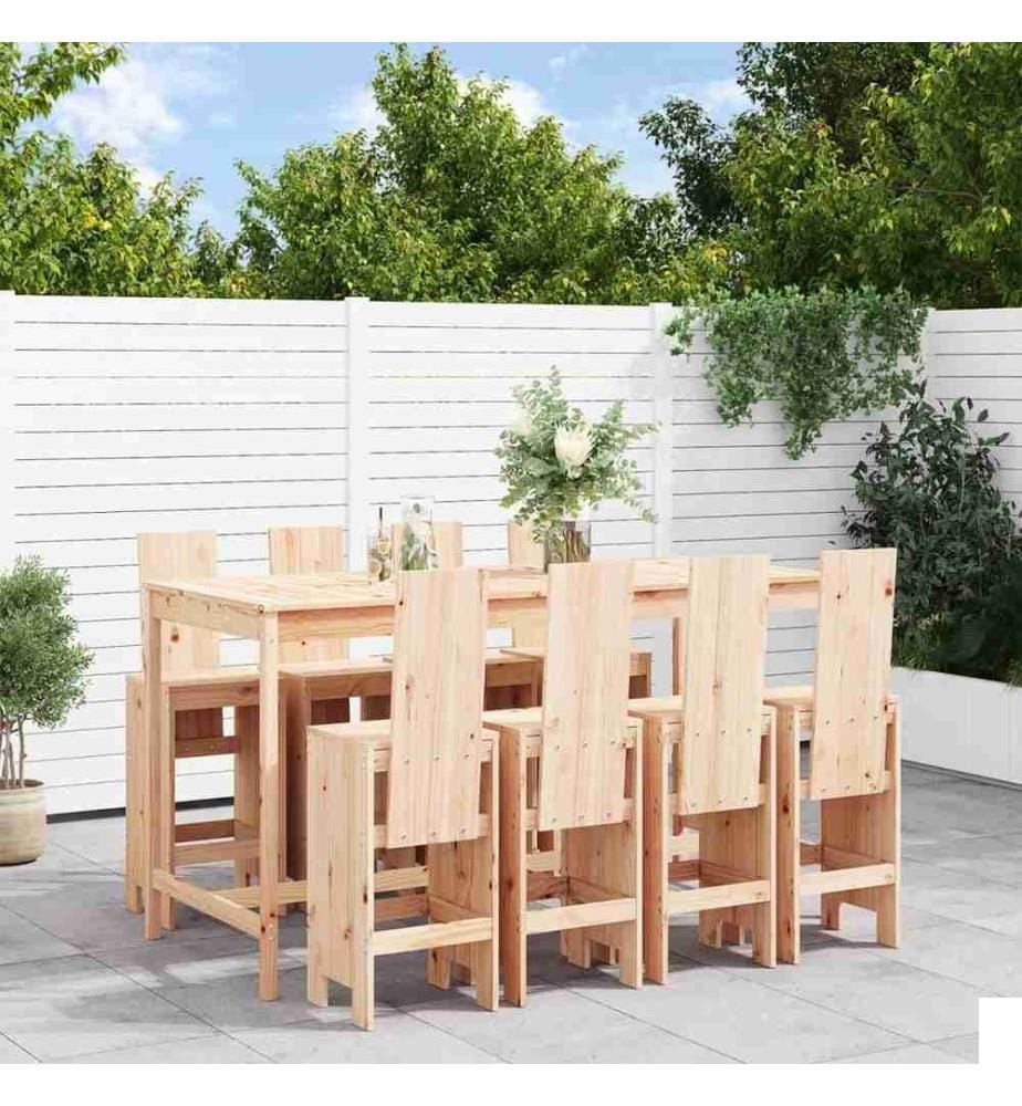 Ensemble de bar de jardin 9 pcs Bois de pin massif