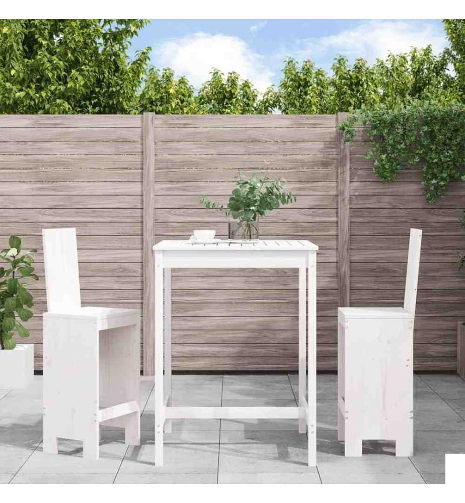 Ensemble de bar de jardin 3 pcs blanc bois de pin massif