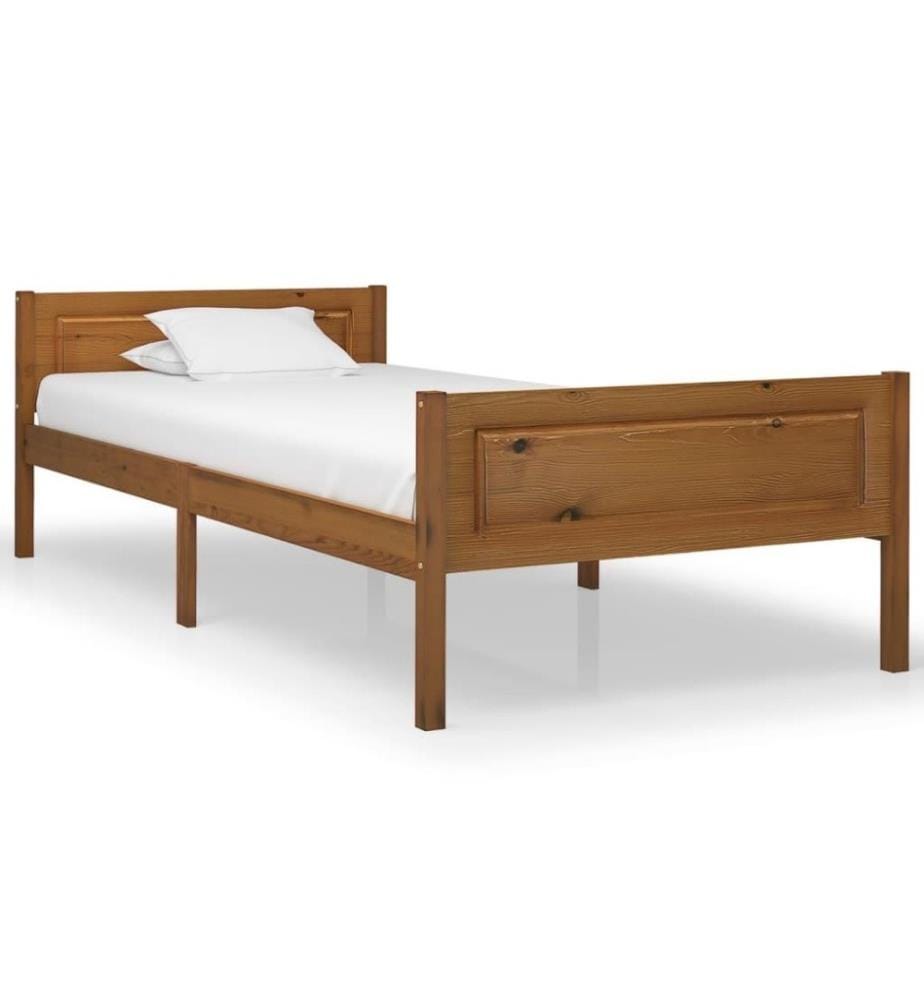 Cadre de lit Bois de pin massif Marron miel 100x200 cm