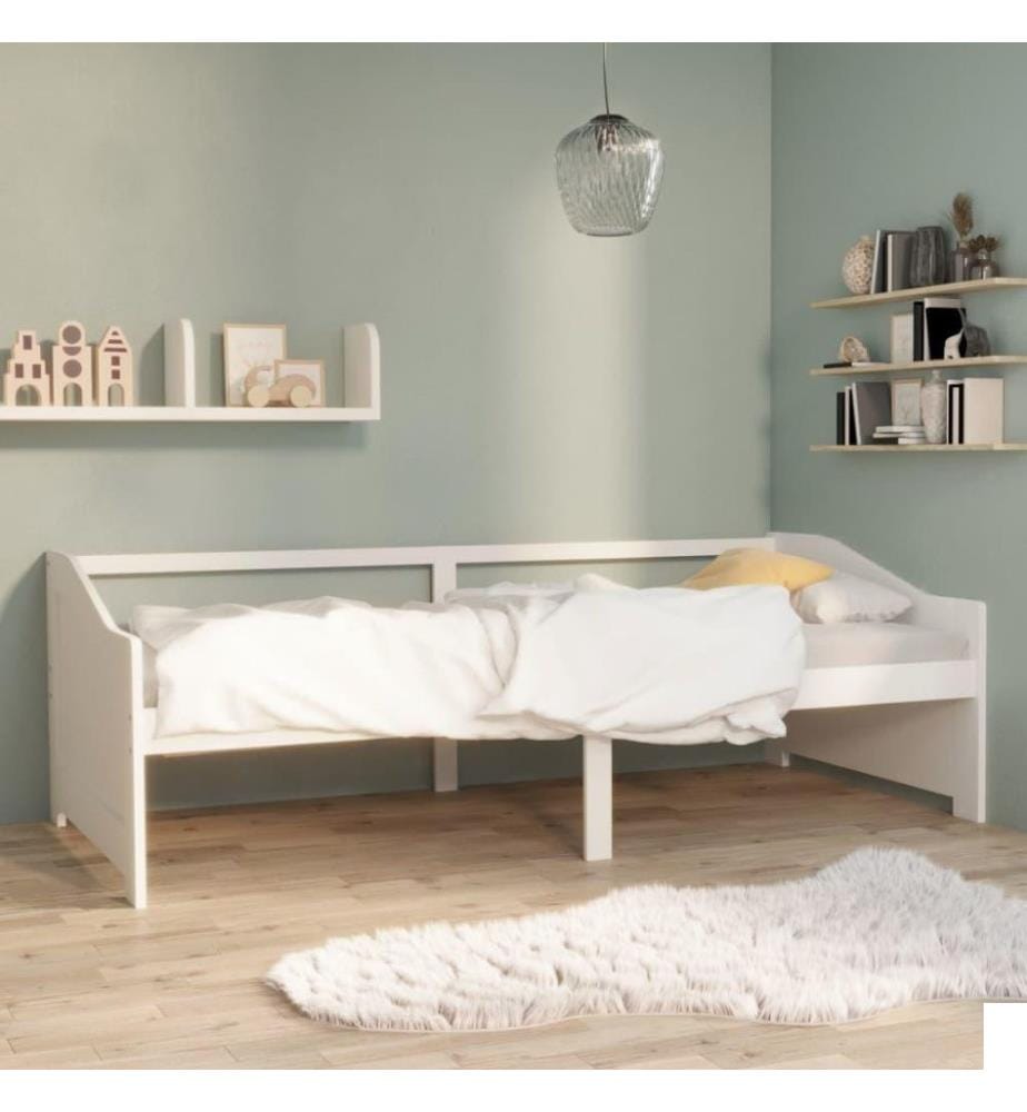 Lit de repos 3 places Blanc Bois de pin massif 90x200 cm