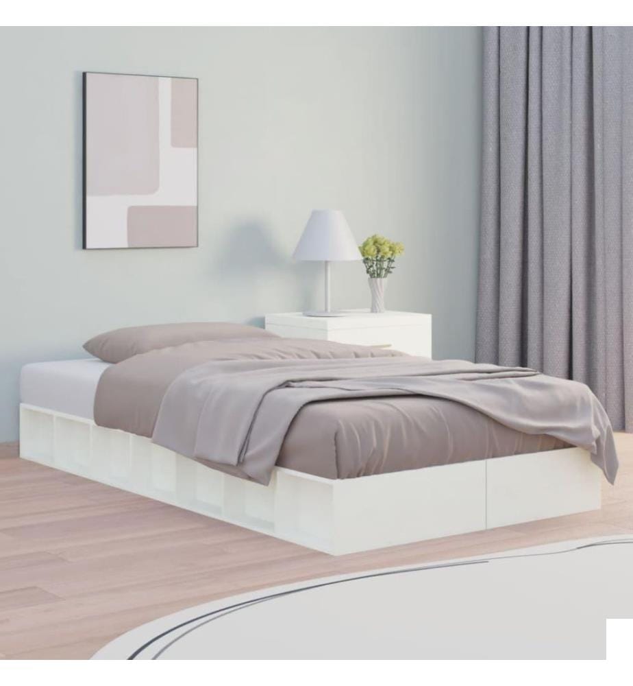 Cadre de lit Blanc 100x200 cm Bois massif