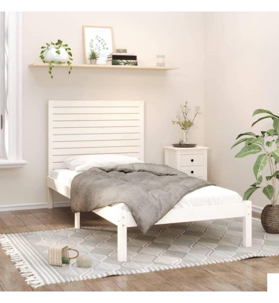 Cadre de lit Blanc Bois massif 90x200 cm