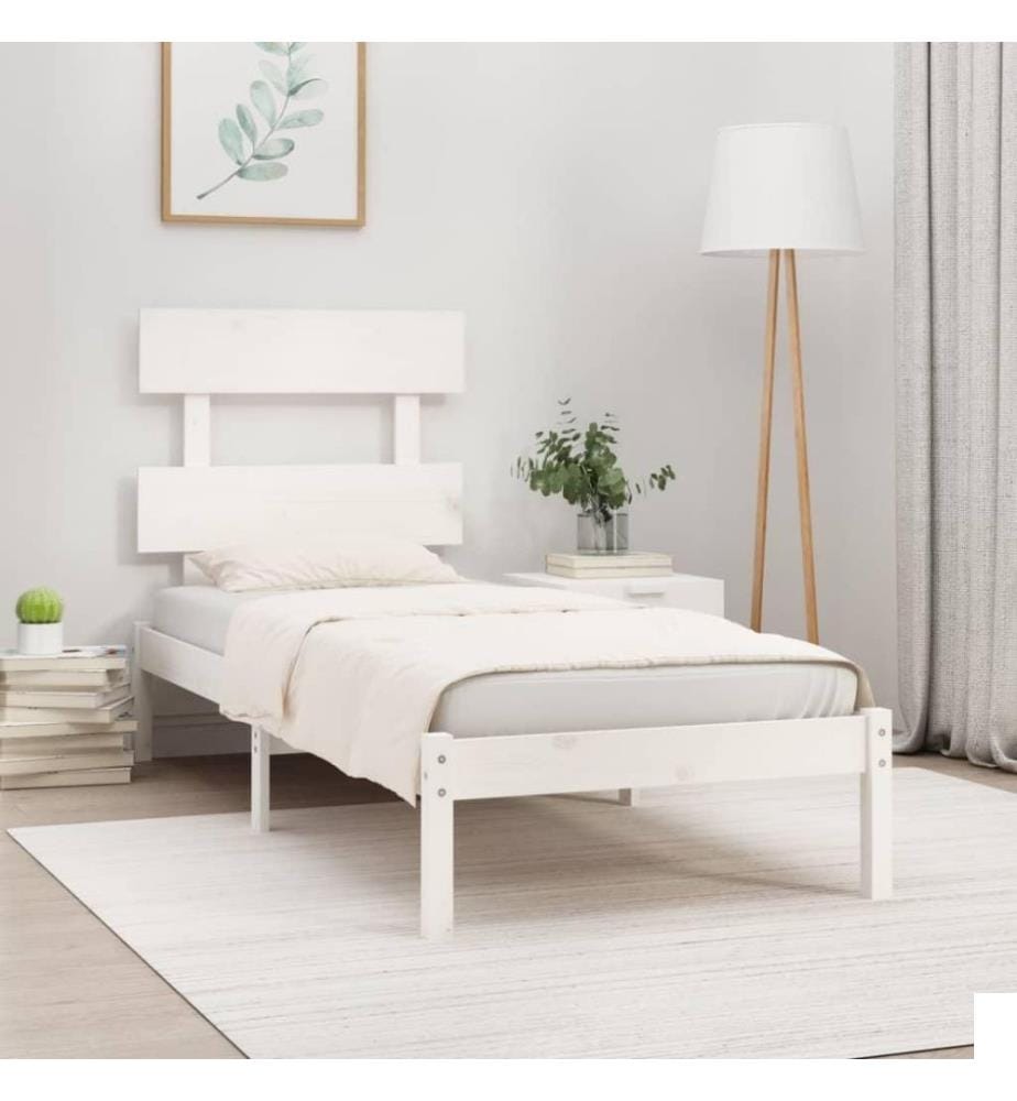 Cadre de lit Blanc Bois massif 90x190 cm Simple