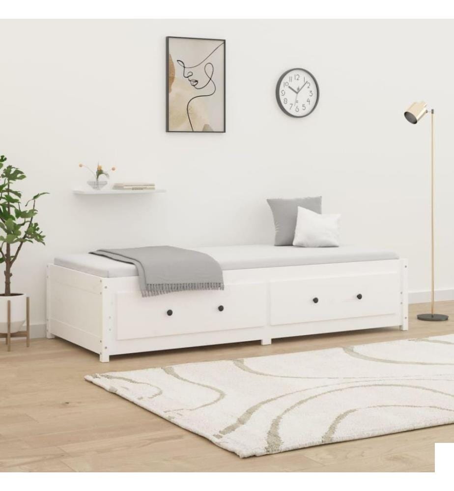 Lit de jour Blanc 90x190 cm Simple Bois de pin massif