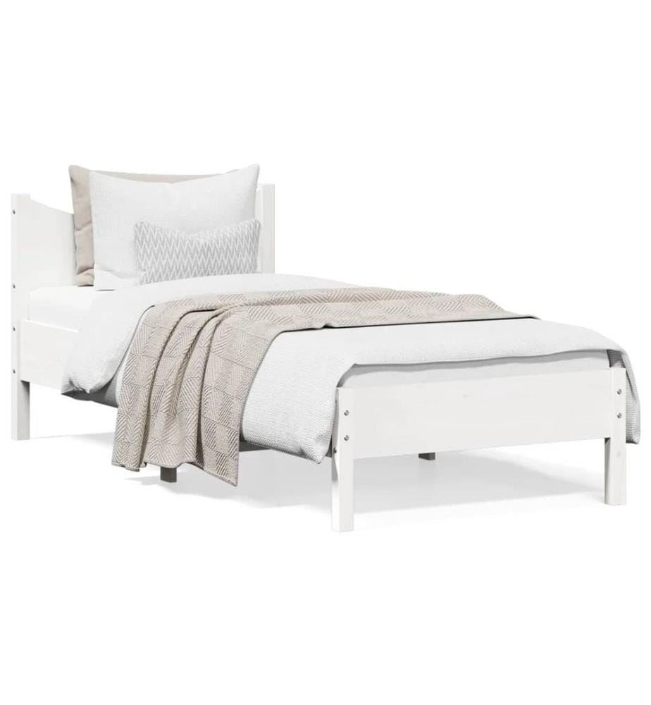 Cadre de lit Blanc 75x190 cm Bois de pin massif