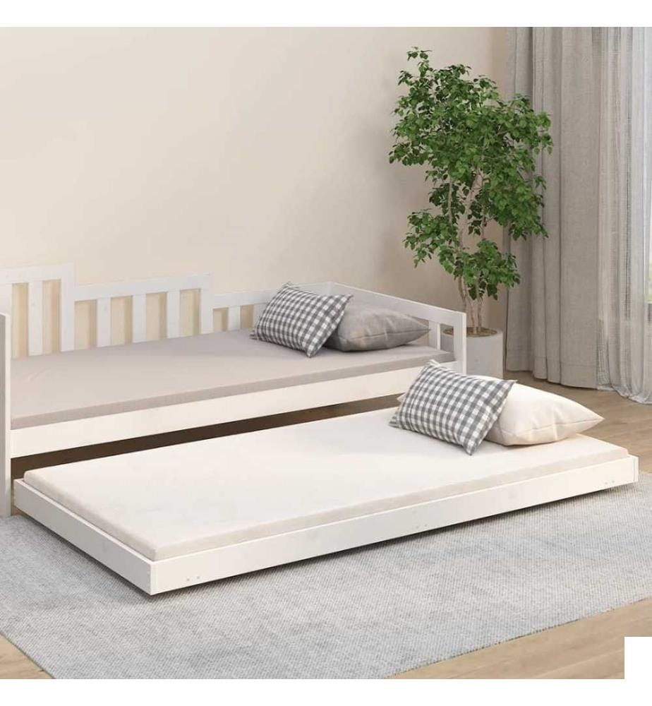 Cadre de lit Blanc 90x200 cm Bois de pin massif