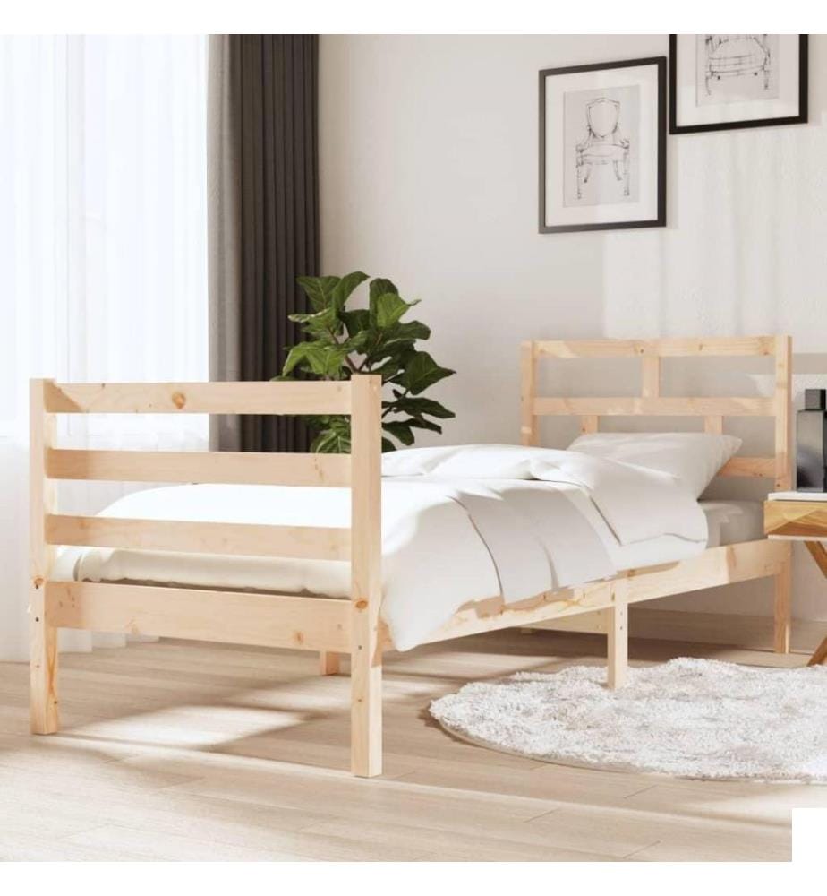 Cadre de lit Bois massif 75x190 cm Petit simple