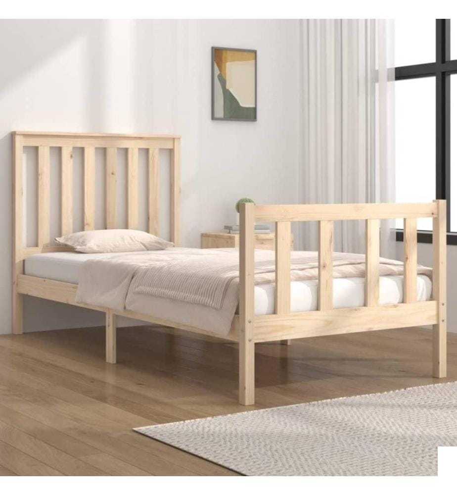 Cadre de lit Bois de pin massif 75x190 cm Petit simple